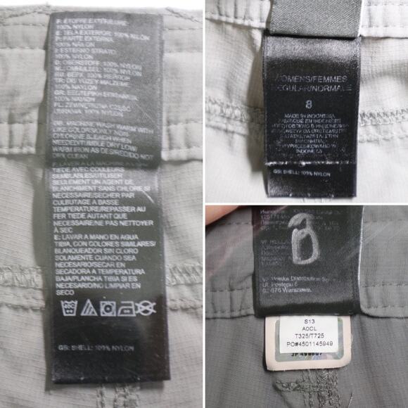 The North Face Size 8 Horizon Tempest Pants Nylon Ripstop Roll Up Gray - Picture 12 of 12